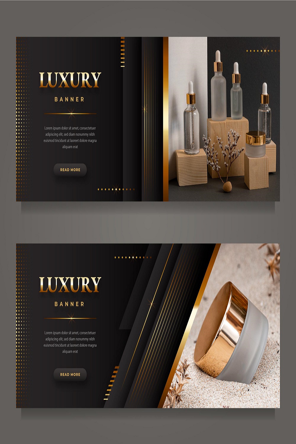 Gradient golden luxury banners pinterest preview image.