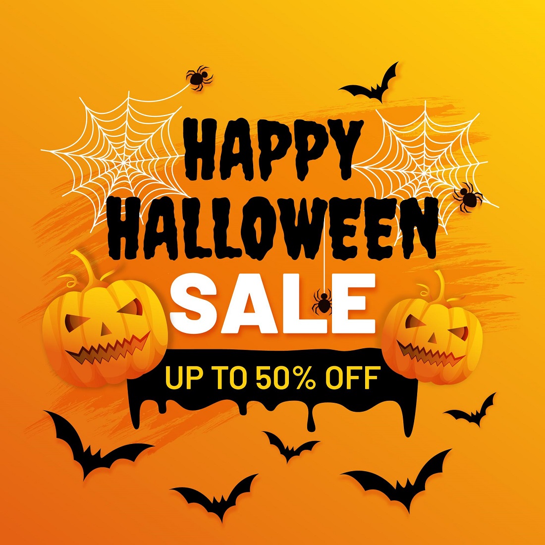 Gradient Halloween sale illustration preview image.