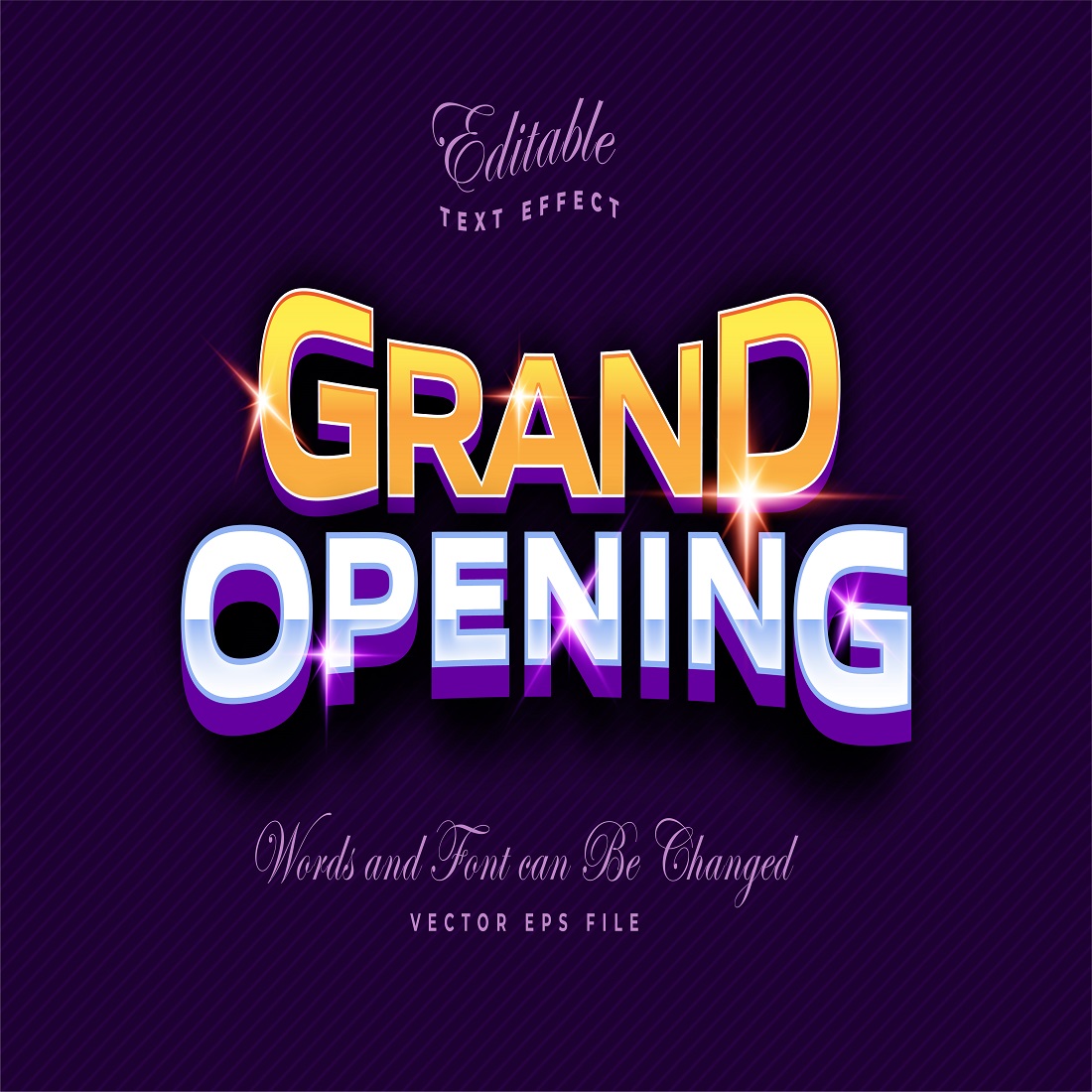 Grand opening text effect preview image.
