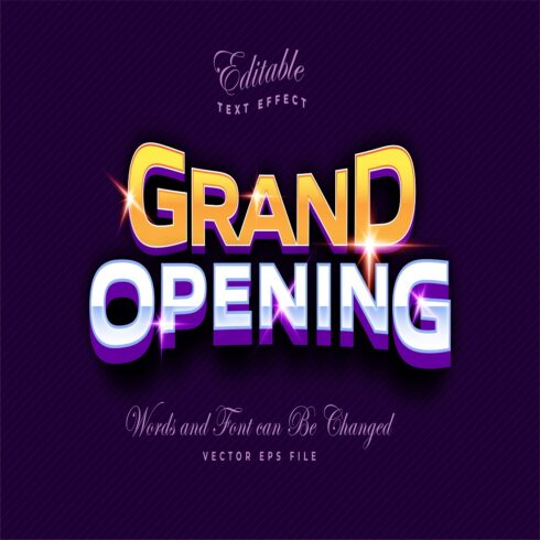 Grand opening text effect cover image.
