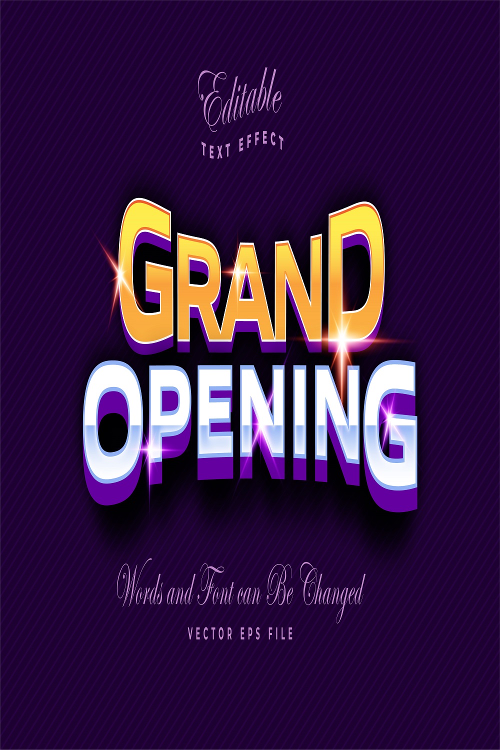 Grand opening text effect pinterest preview image.