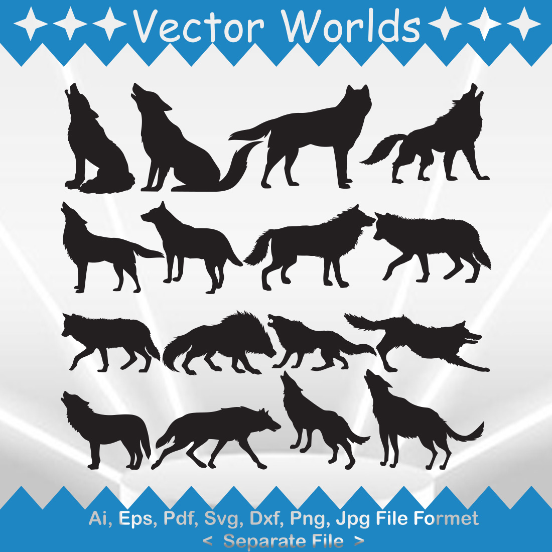 Wolf SVG Vector Design preview image.