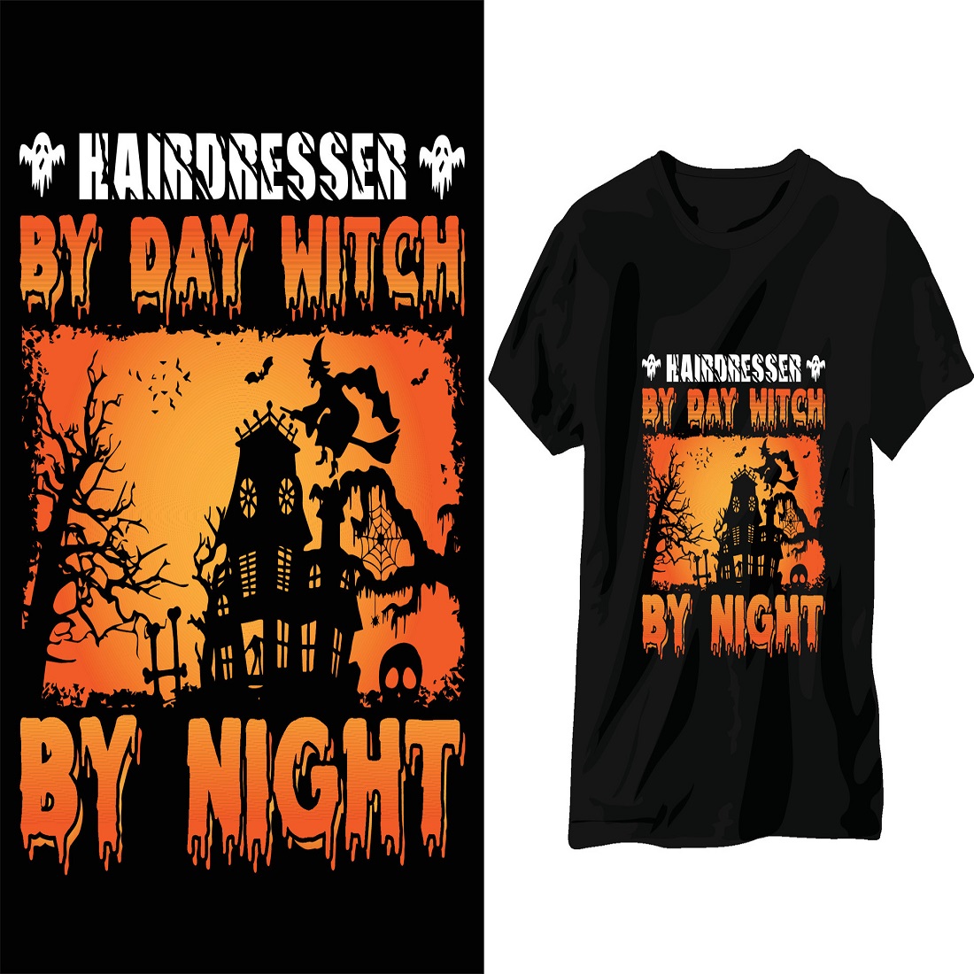 hairdresser by day witch by night halloween t shirt design 661