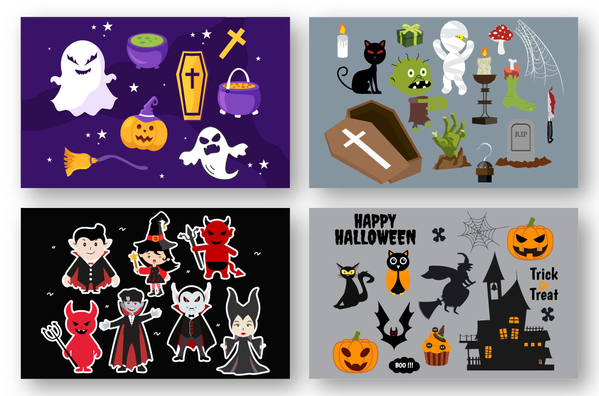 Premium Vector  Spooky month celebration halloween vector illustration set