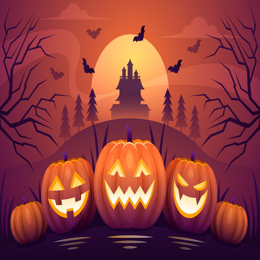 Halloween background flat design cover image.