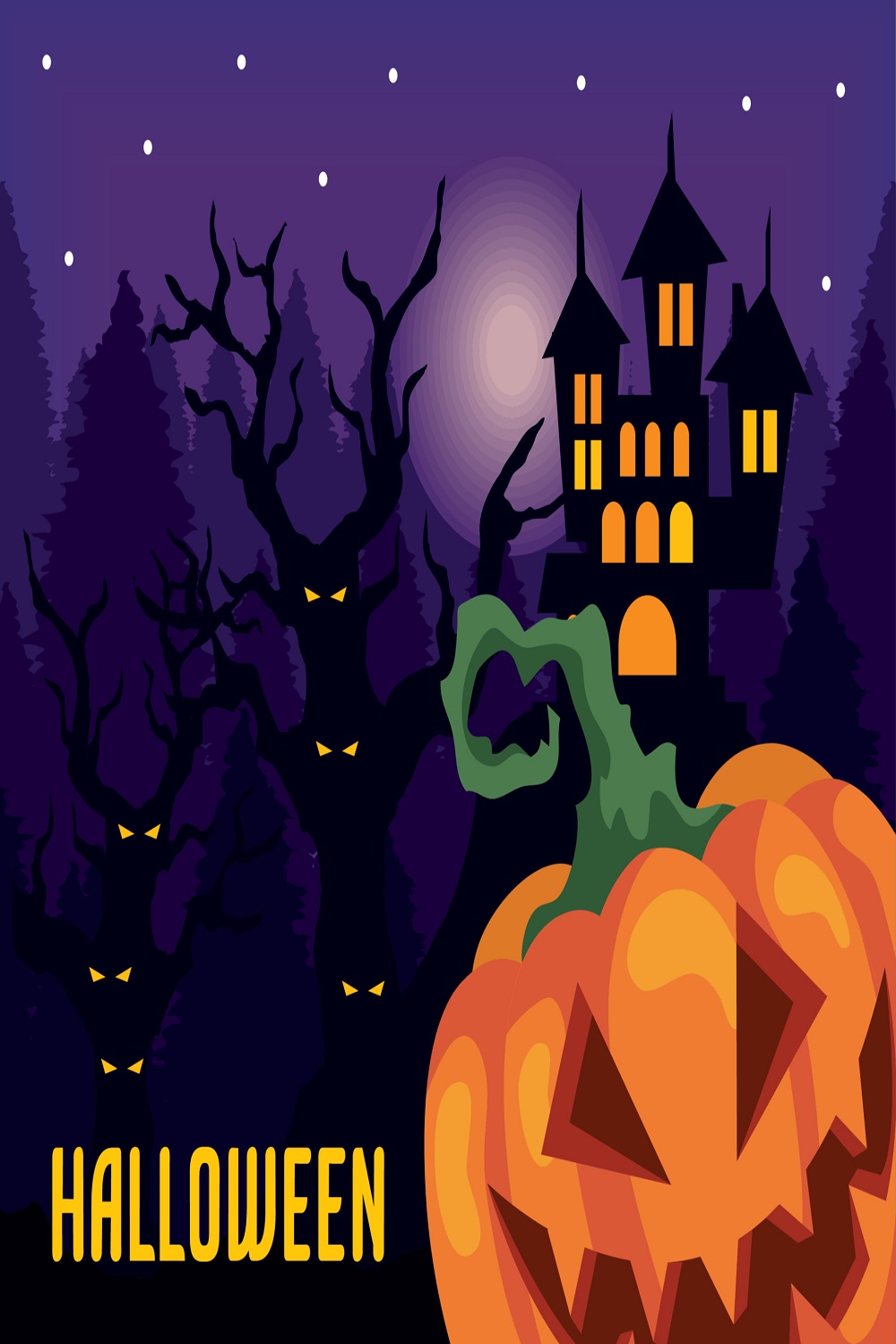 Halloween lettering with pumpkin pinterest preview image.