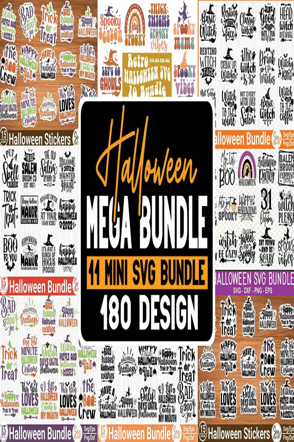 Halloween Mega Bundle, Halloween SVG Bundle, Halloween Gift Idea svg, Fall svg Bundle, Pumpkin svg, Digital Files pinterest preview image.