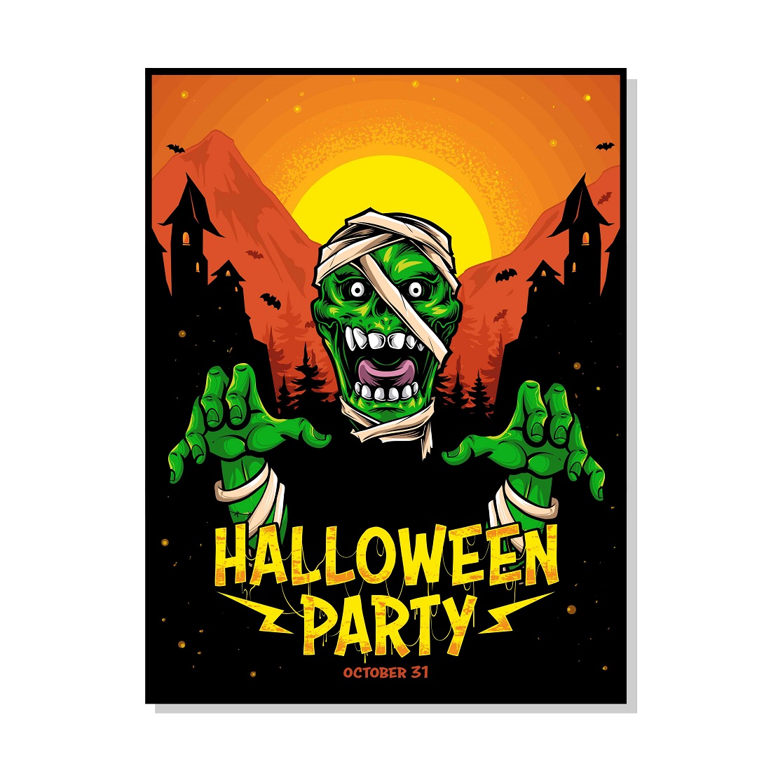 Halloween poster with mummy character preview image.