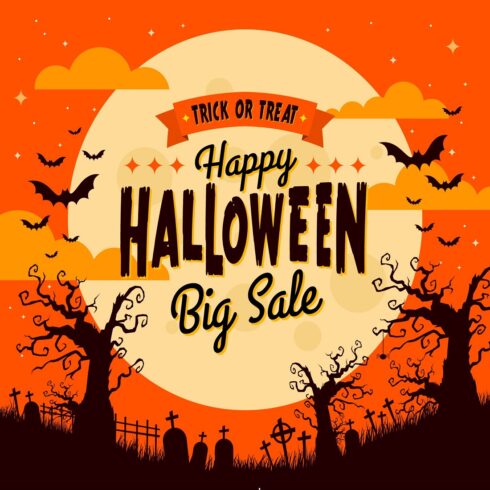 Halloween sale background cover image.