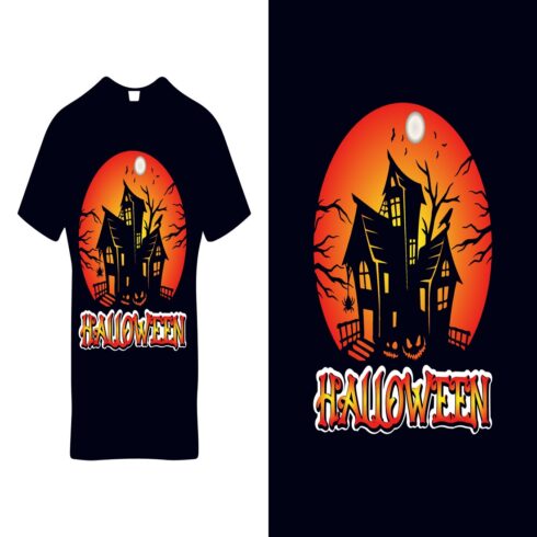 Halloween t-shirt template design cover image.