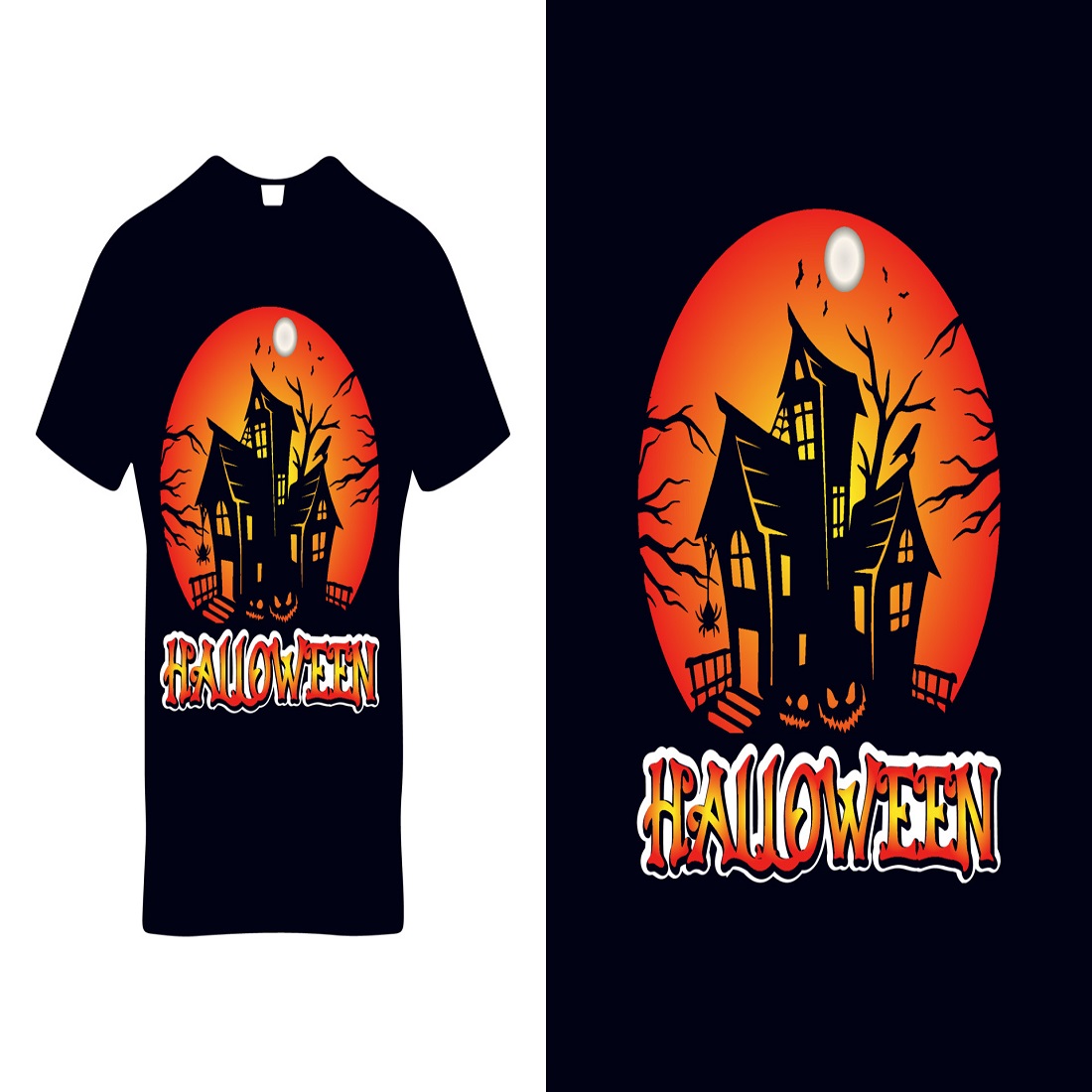 Halloween t-shirt template design preview image.