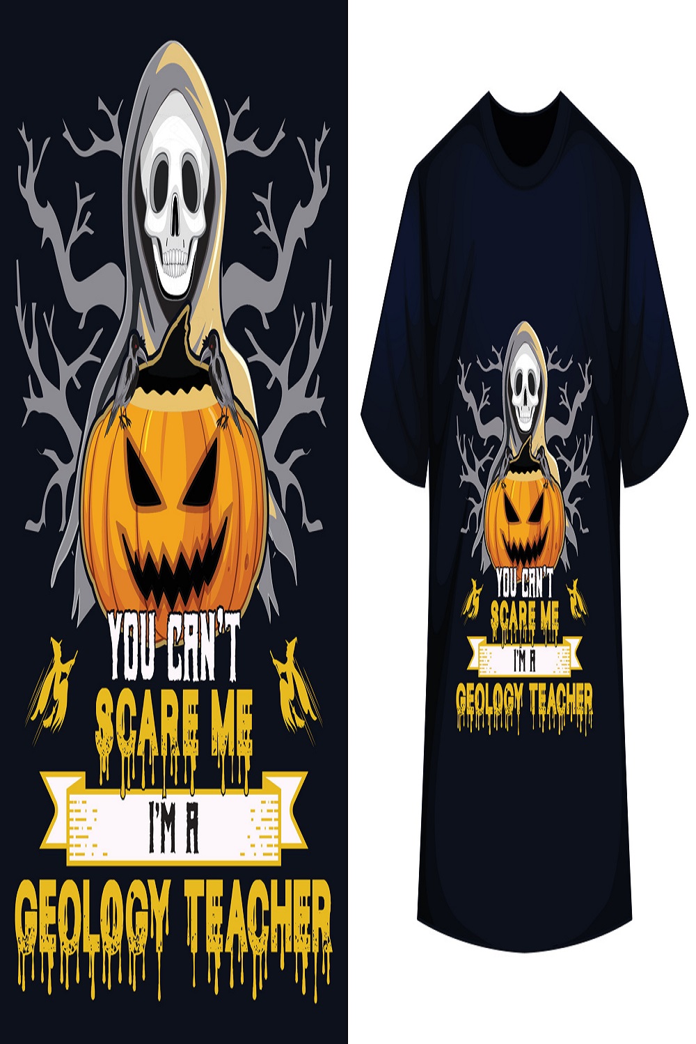 Halloween t-shirt design you can t scare me pinterest preview image.