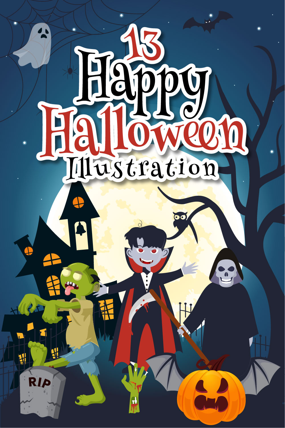 13 Halloween Night Background Illustration pinterest preview image.