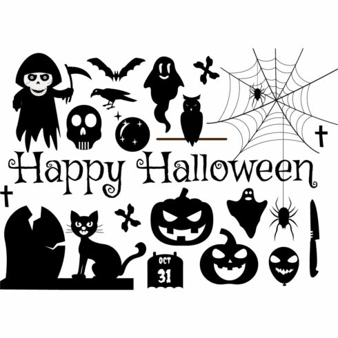 20 Set Halloween Elements Vector Illustration cover image.