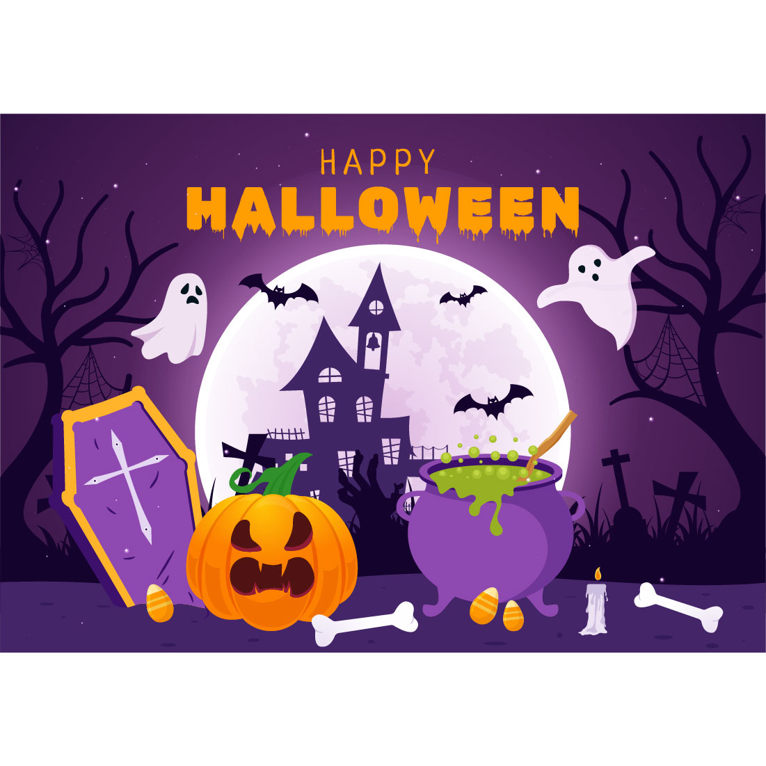 13 Halloween Night Background Illustration preview image.