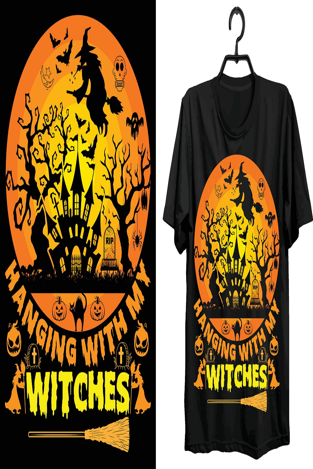 Hanging with my witches Halloween t-shirt design funny pinterest preview image.