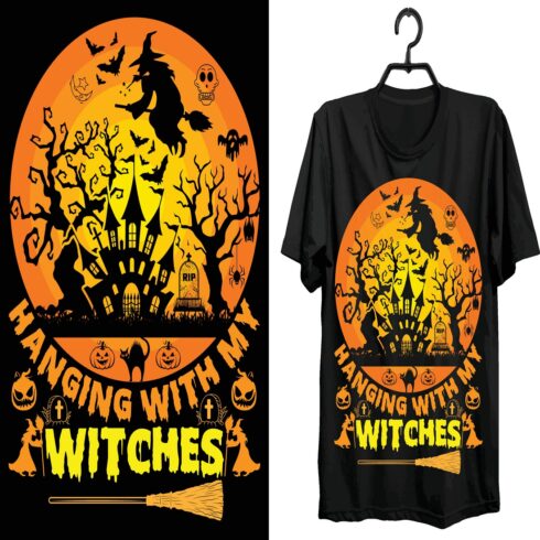 Hanging with my witches Halloween t-shirt design funny cover image.