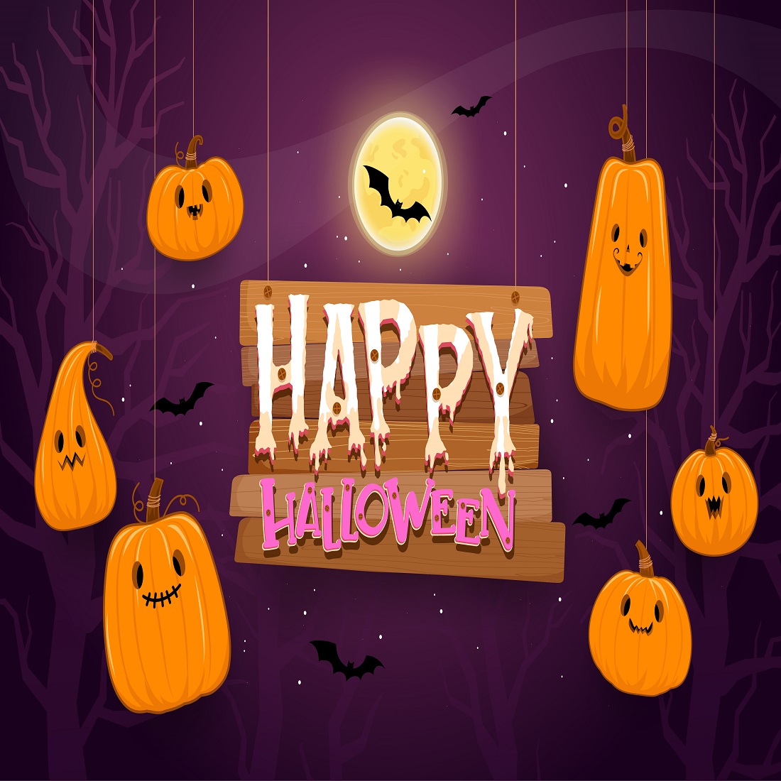happy halloween background template darkness with pumpkin 236
