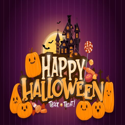 Happy Halloween background template cover image.