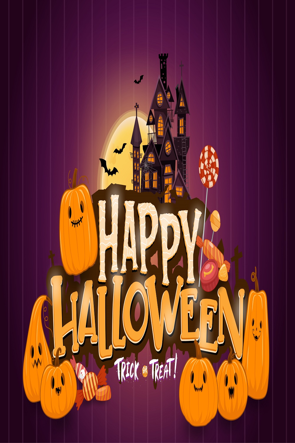 Happy Halloween background template pinterest preview image.