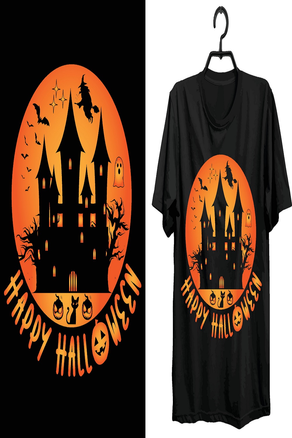 Happy Halloween t shirt design funny gift item pinterest preview image.