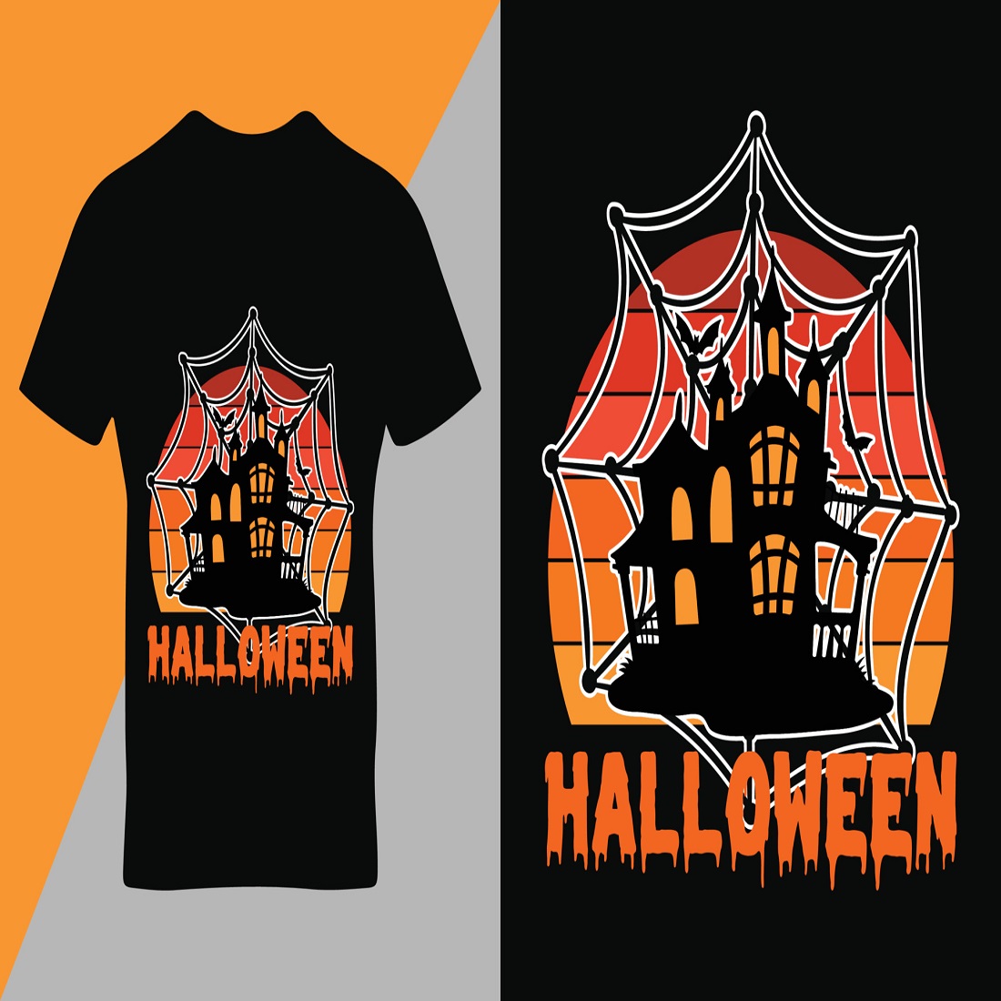 happy Halloween quote typography t-shirt design preview image.