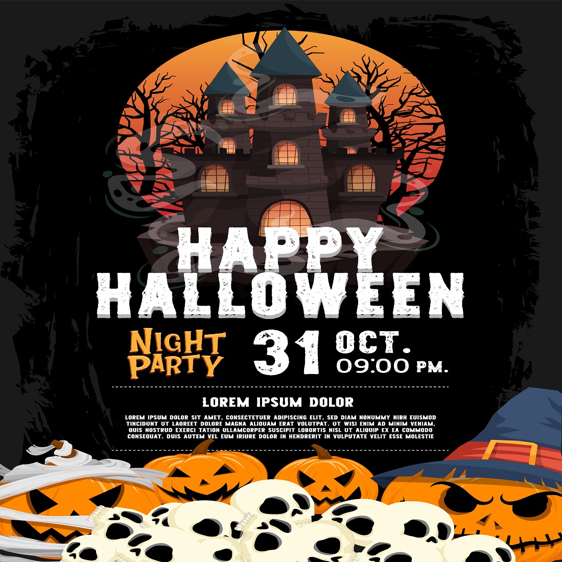 happy halloween trick treat poster invitation 626