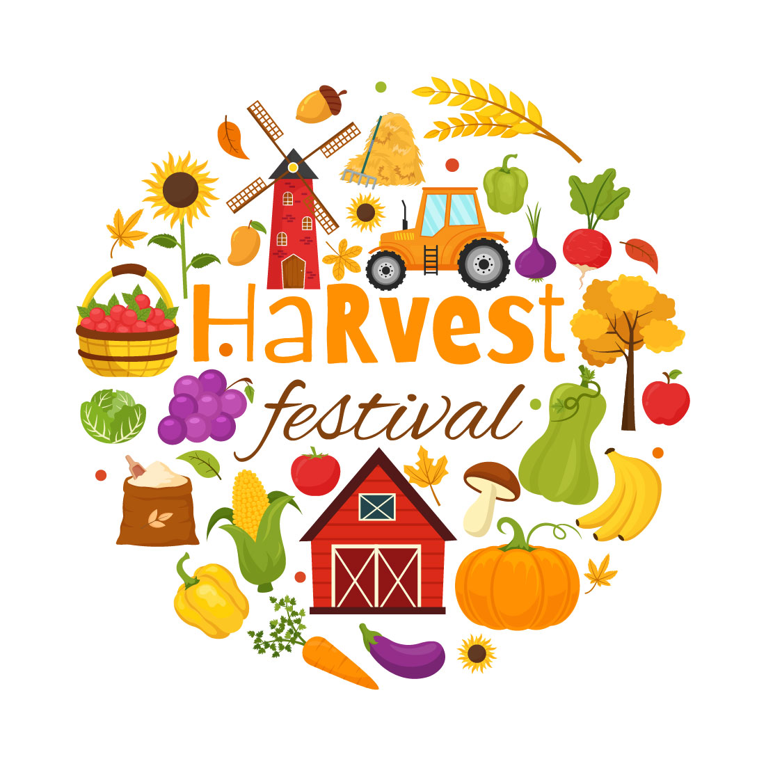 15 Happy Harvest Festival Illustration preview image.