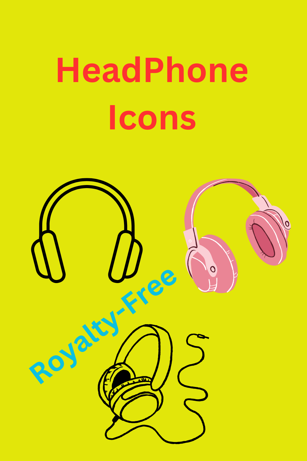 A full set of Headphones Icon | "Symphony of Icons: Elevate Designs with Stunning Headphone Graphics!" pinterest preview image.