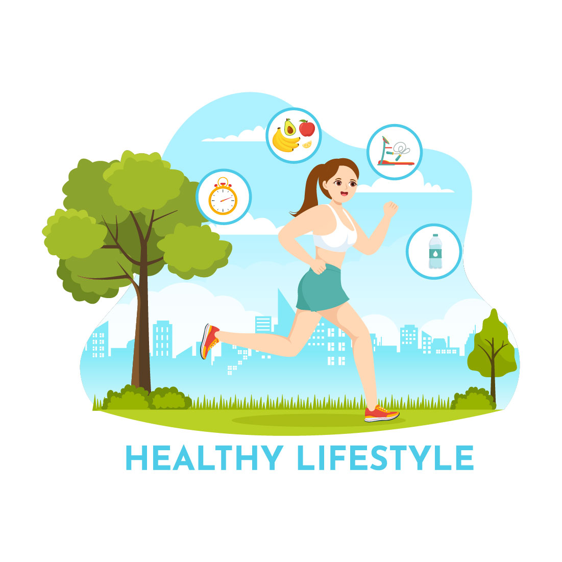 14 Healthy Lifestyle Vector Illustration preview image.