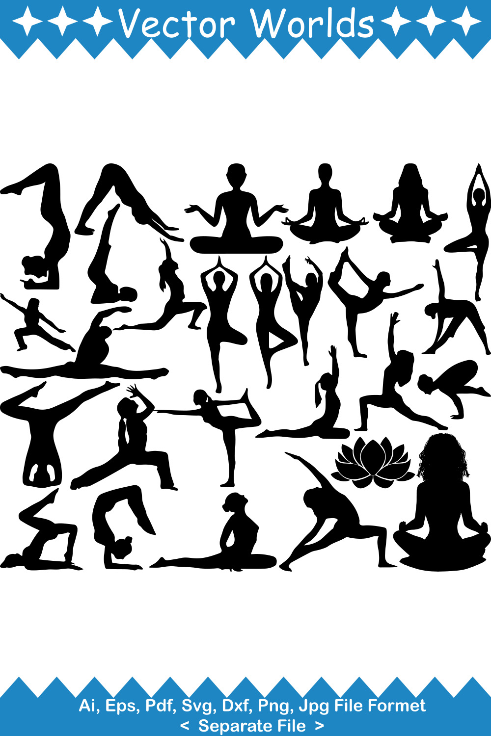 Yoga SVG Vector Design pinterest preview image.