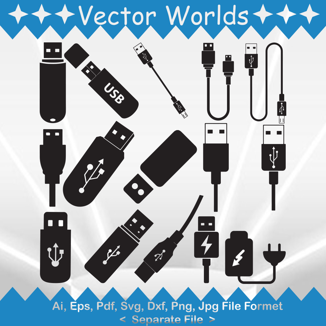 USB Flash SVG Vector Design preview image.