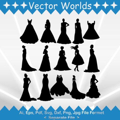 Wedding Dress SVG Vector Design cover image.