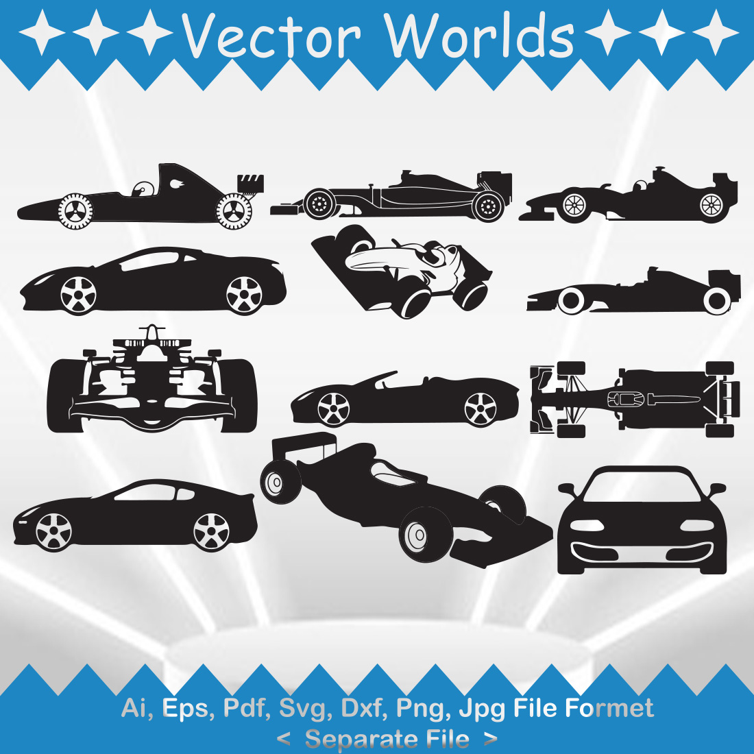 Racing Car SVG Vector Design preview image.