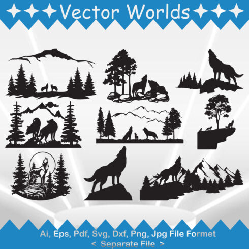 Wolf Mountain Scanary SVG Vector Design cover image.