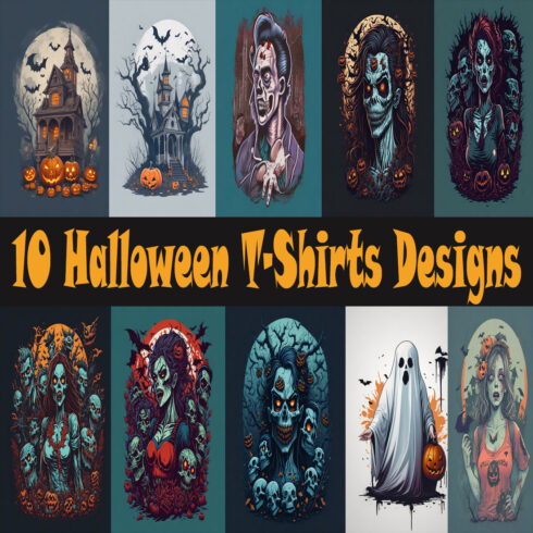 10 Halloween T-Shirts Designs cover image.