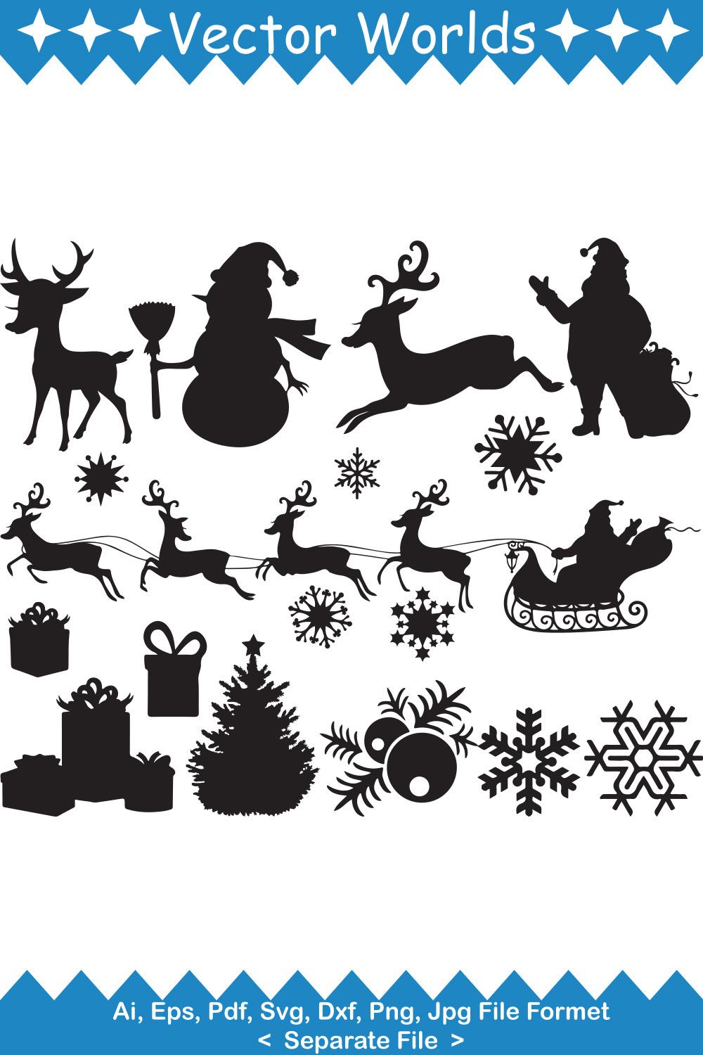 Santa Claus Equipment SVG Vector Design pinterest preview image.