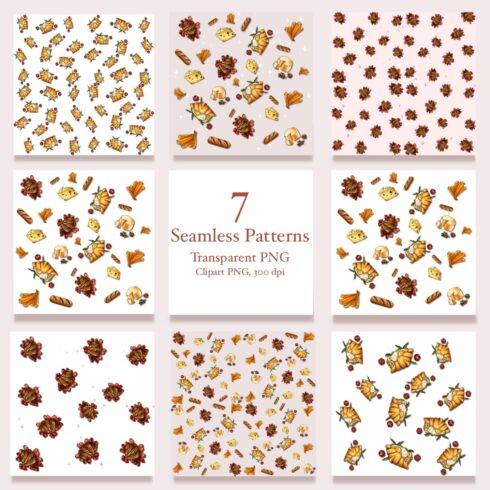 Seamless Transparent Patterns FOOD Illustrations cover image.