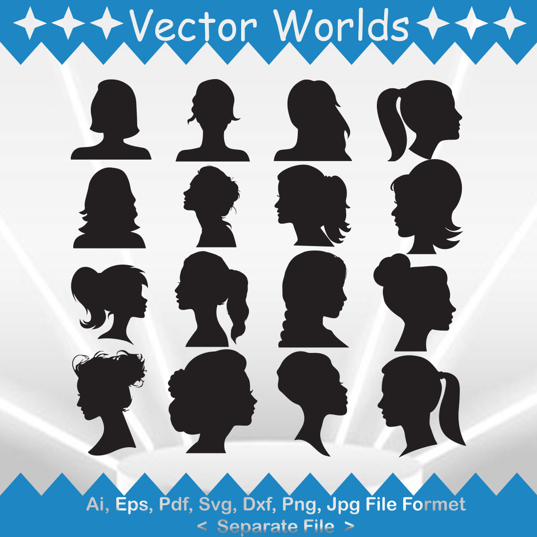 Woman Heads SVG Vector Design preview image.