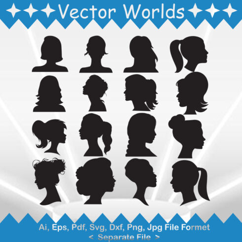 Woman Heads SVG Vector Design cover image.