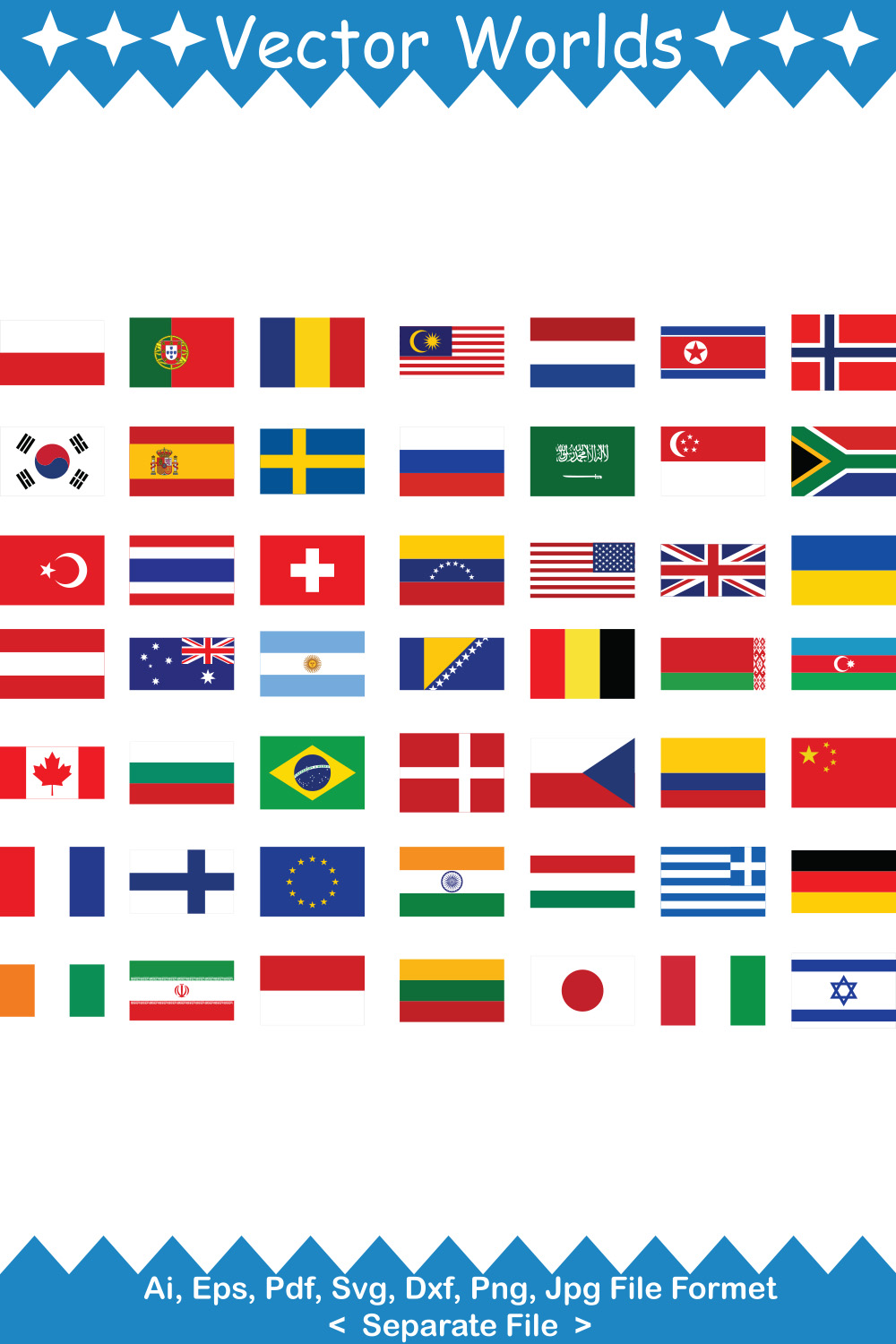 World Flag SVG Vector Design pinterest preview image.