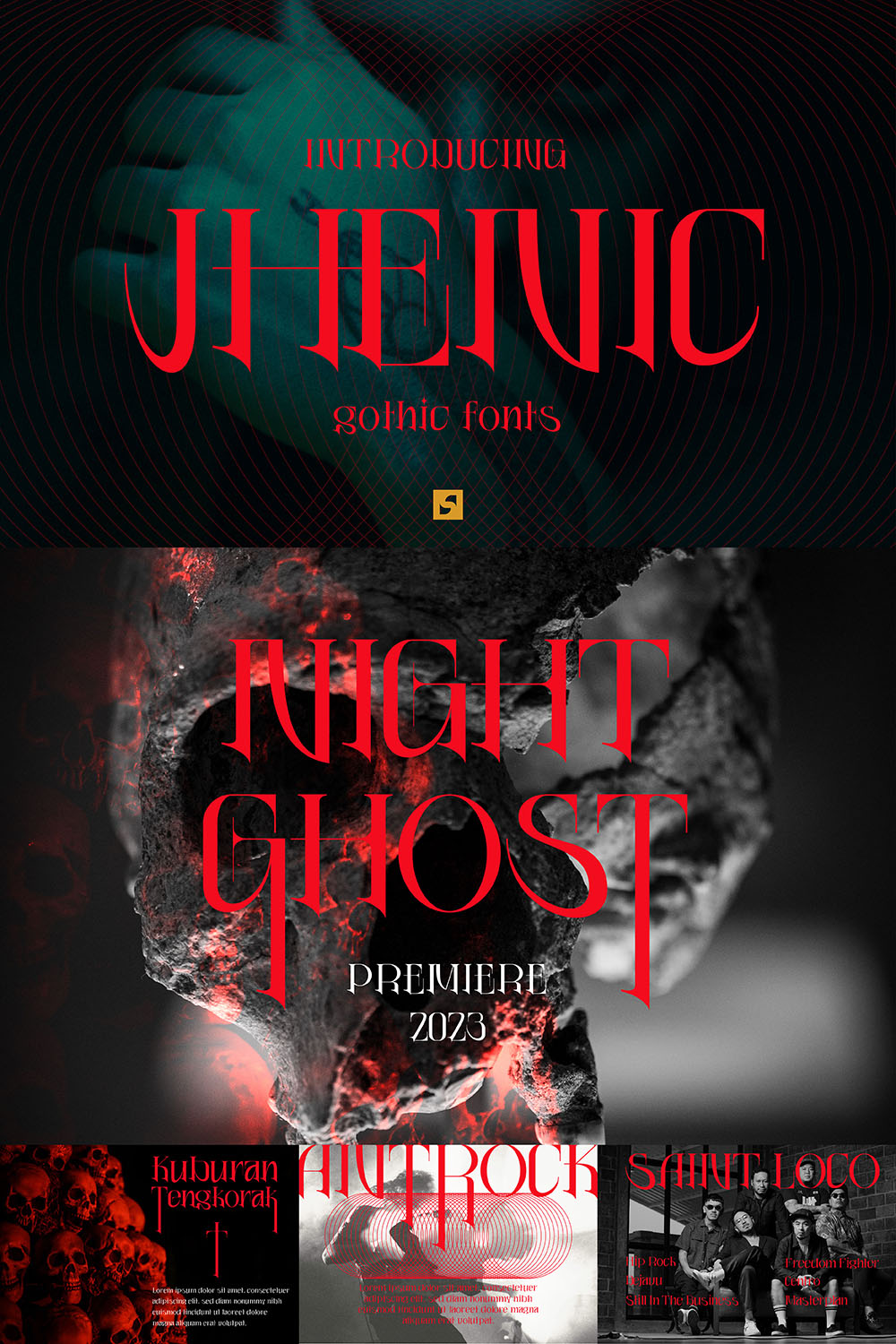JHENIC - Gothic Serif Font pinterest preview image.