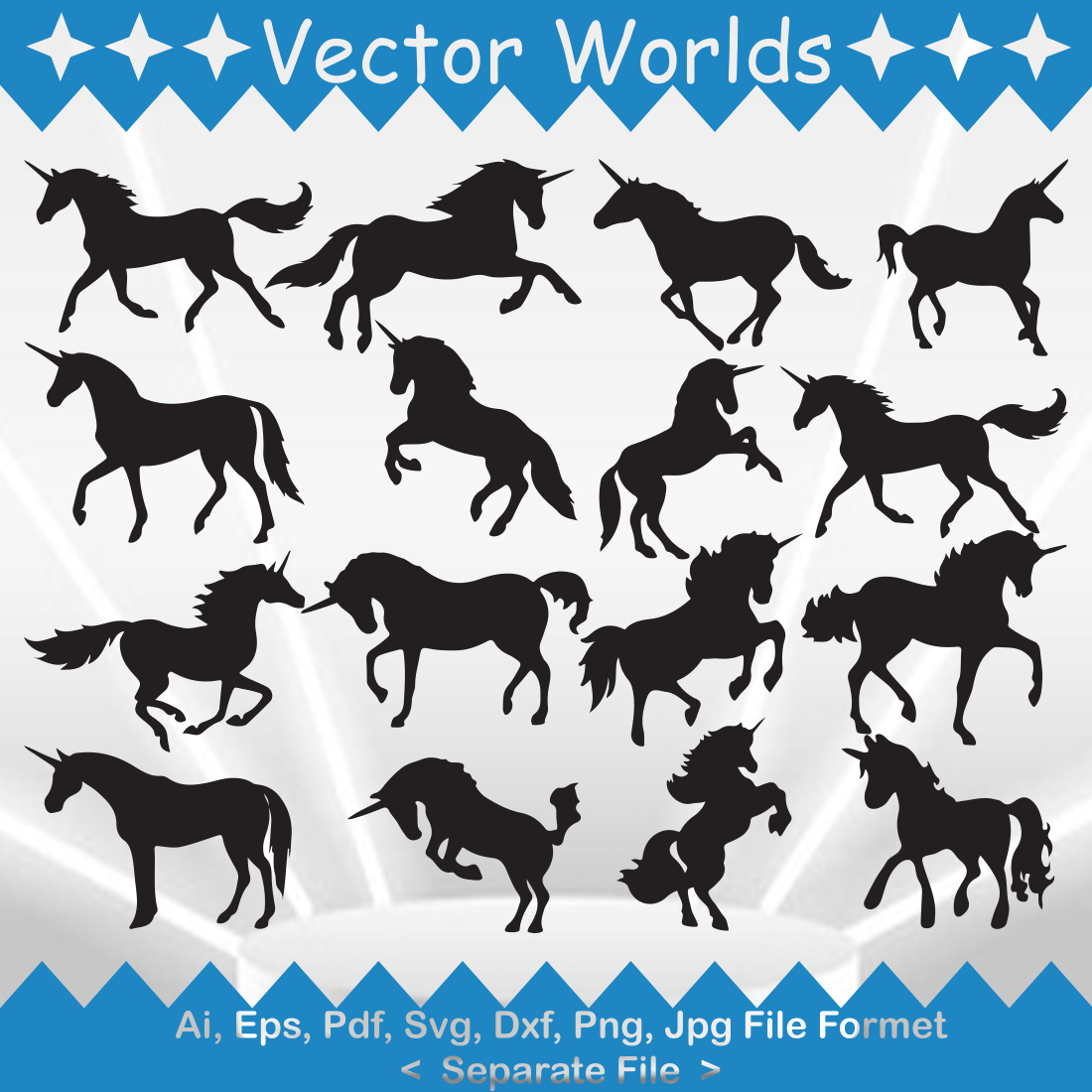 Unicorn SVG Vector Design preview image.