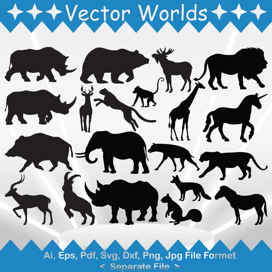 Wild Animals SVG Vector Design preview image.