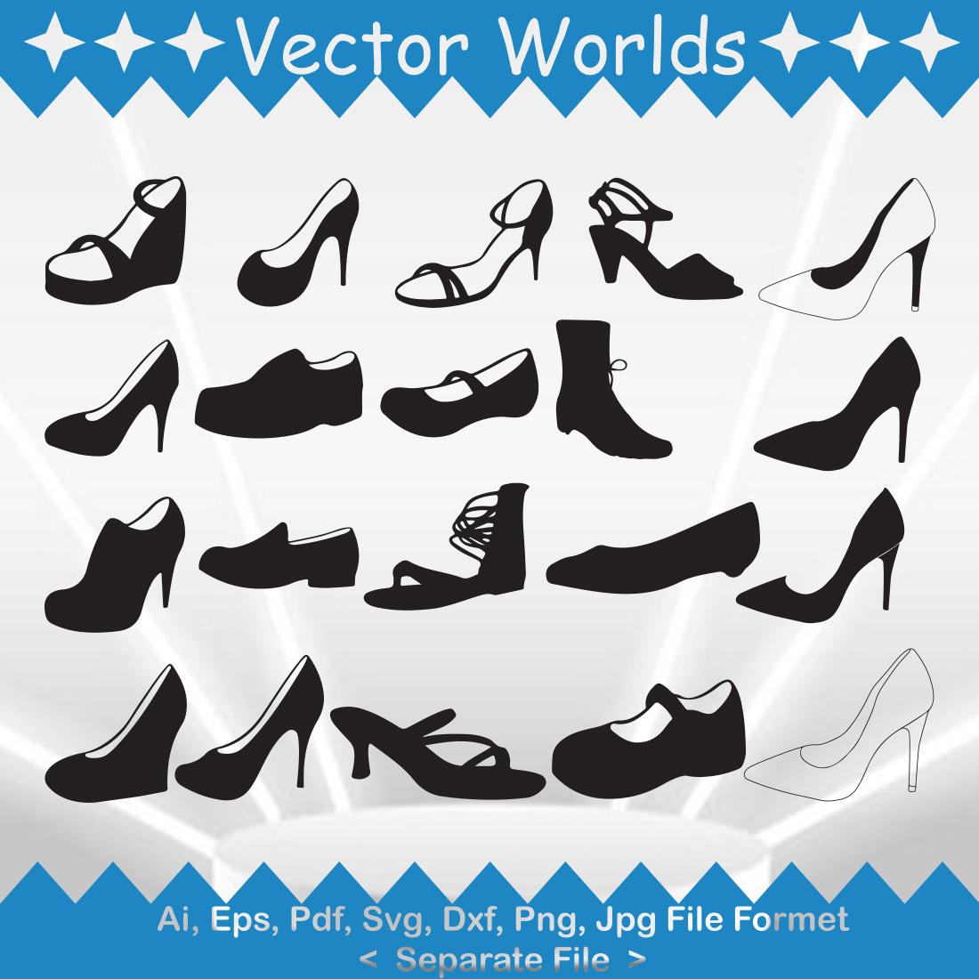 Woman Shoes SVG Vector Design preview image.