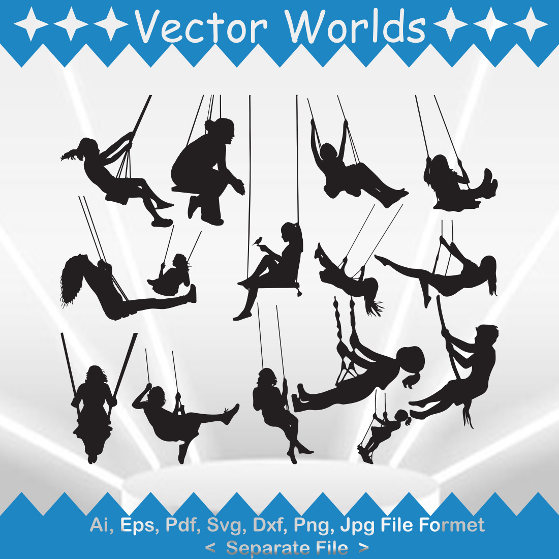 Swinging woman SVG Vector Design preview image.