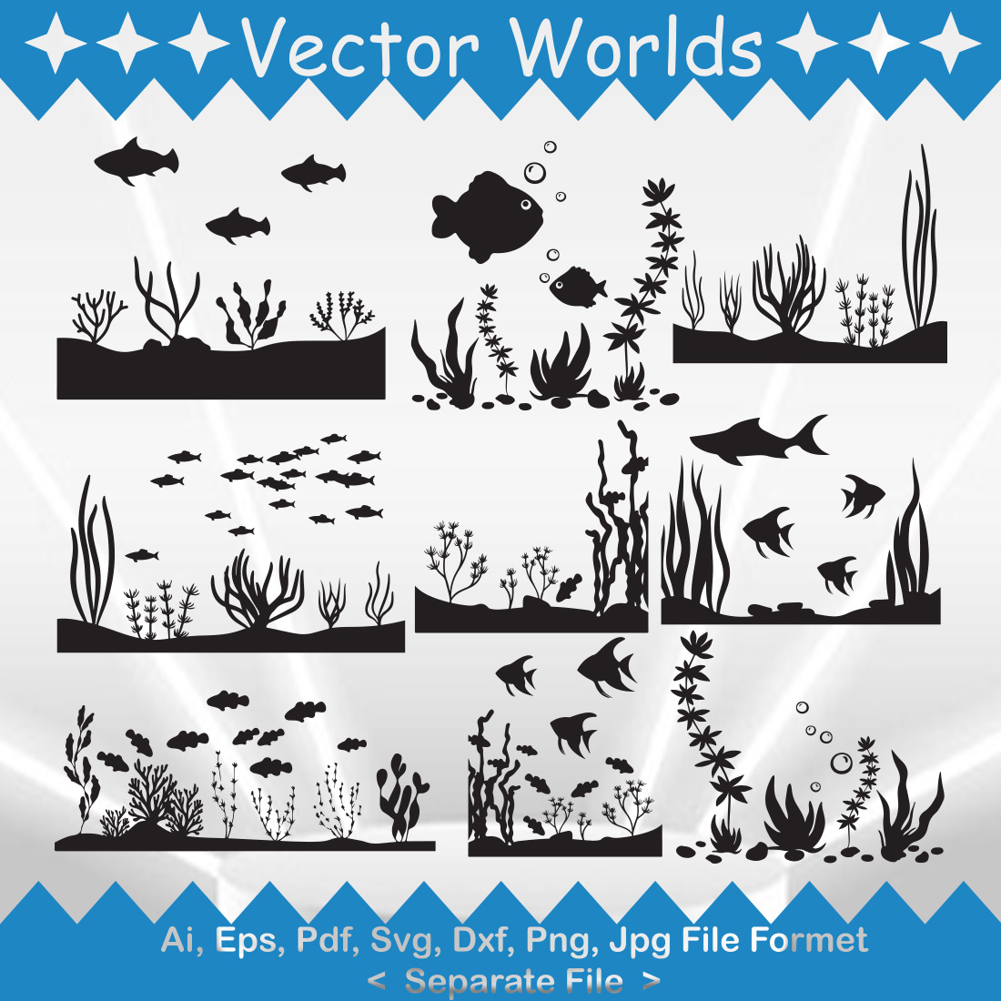 Sea Under Water SVG Vector Design preview image.