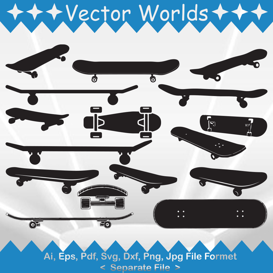 Skateboard SVG Vector Design preview image.