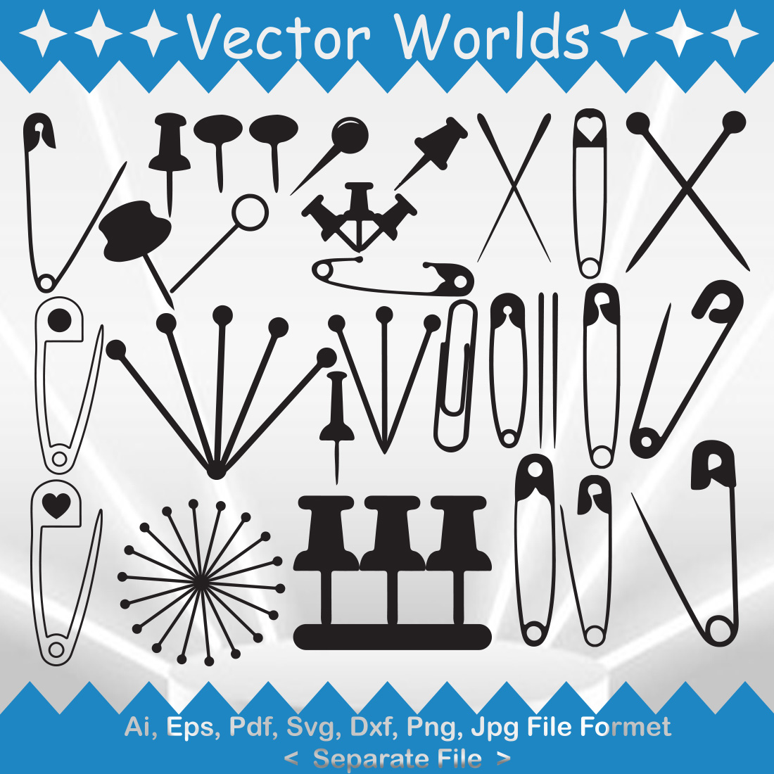 Safety Pin SVG Vector Design preview image.