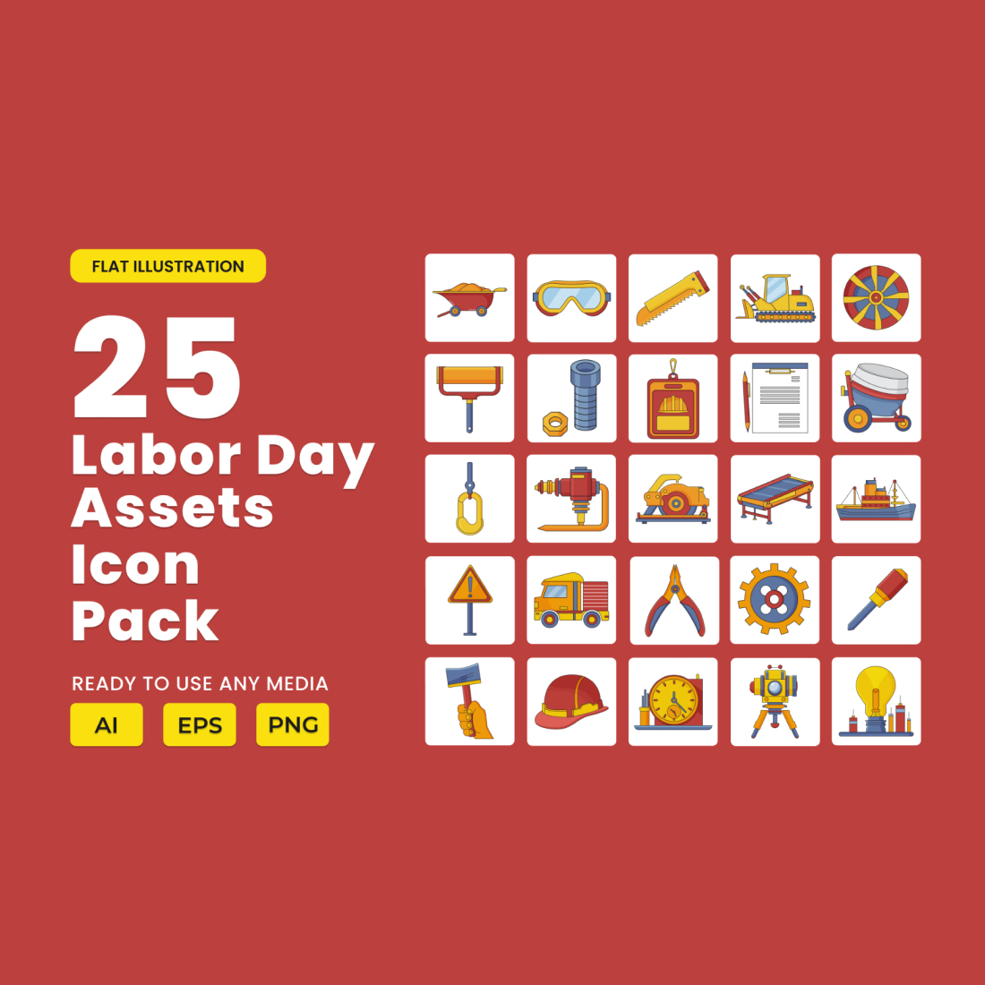 Labour Day 2D Icon Illustration Set Vol 2 preview image.